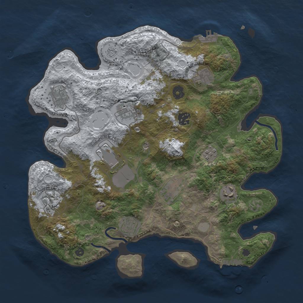 Rust Map: Procedural Map, Size: 3500, Seed: 1108926121, 19 Monuments