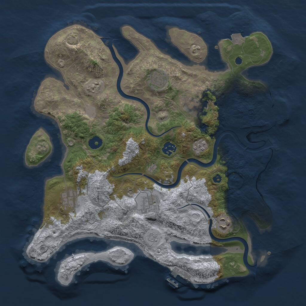 Rust Map: Procedural Map, Size: 3500, Seed: 698562378, 13 Monuments
