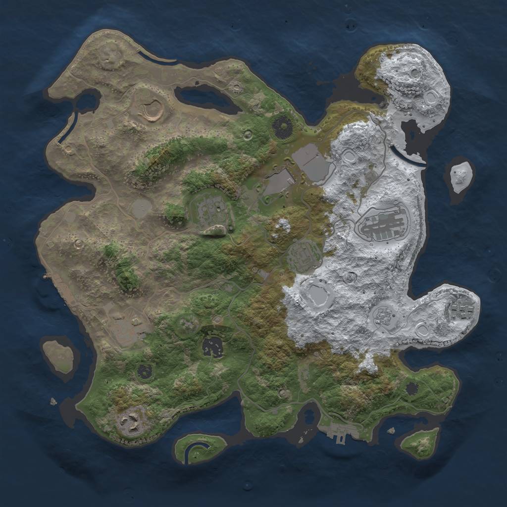 Rust Map: Procedural Map, Size: 3500, Seed: 372746157, 17 Monuments