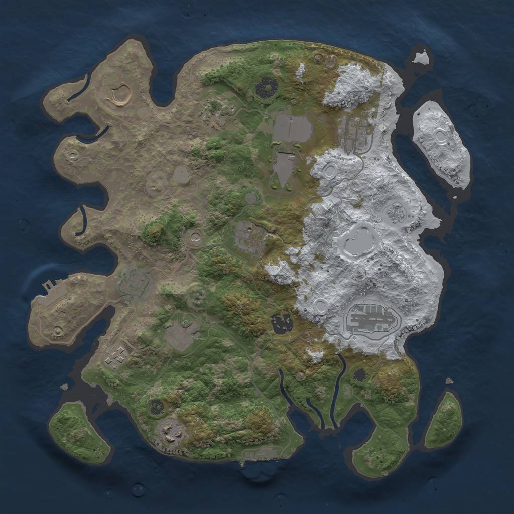 Rust Map: Procedural Map, Size: 3500, Seed: 912019714, 20 Monuments