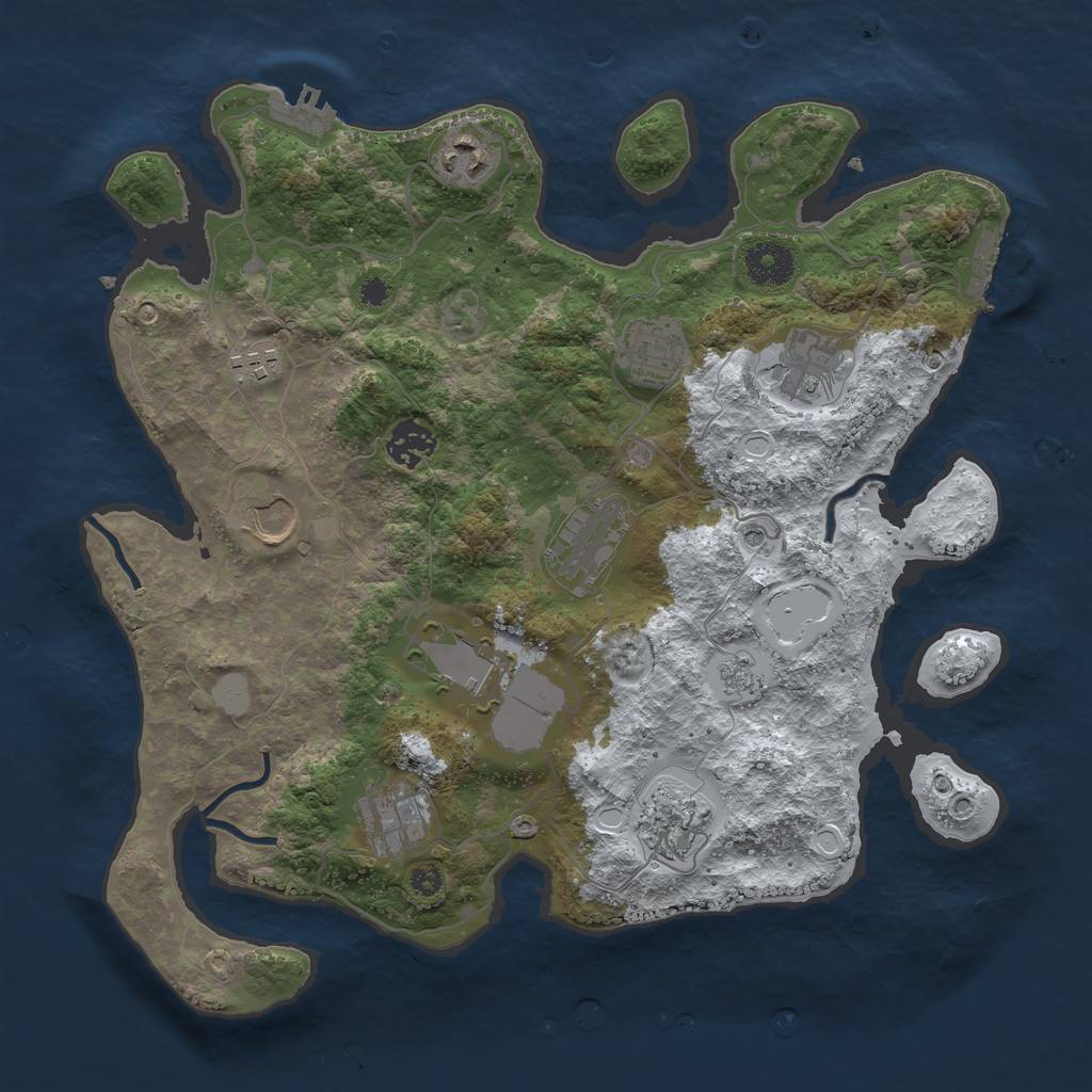 Rust Map: Procedural Map, Size: 3500, Seed: 1623208, 19 Monuments