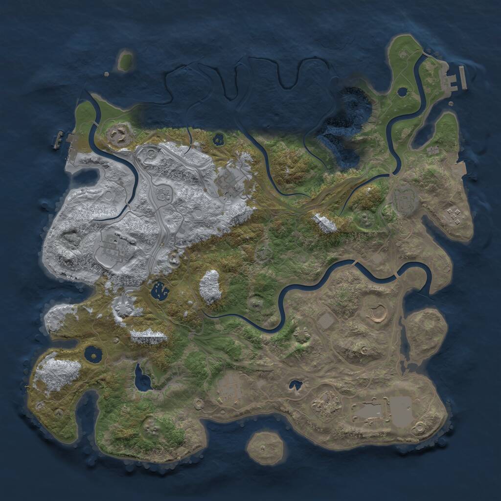 Rust Map: Procedural Map, Size: 4250, Seed: 1710855417, 16 Monuments