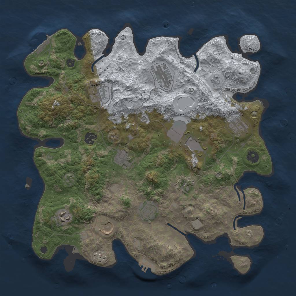 Rust Map: Procedural Map, Size: 3650, Seed: 1072599456, 20 Monuments
