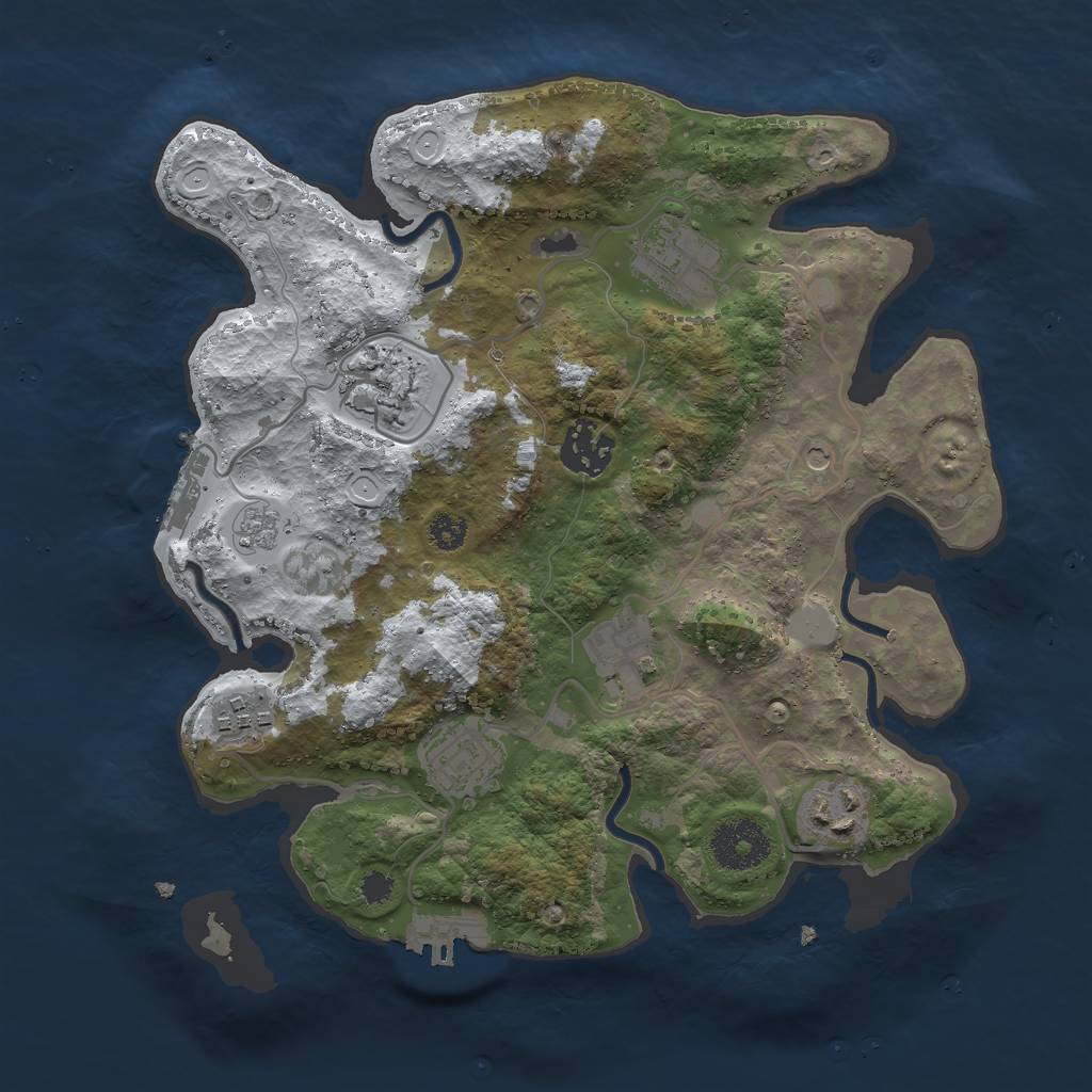 Rust Map: Procedural Map, Size: 3000, Seed: 5132, 16 Monuments