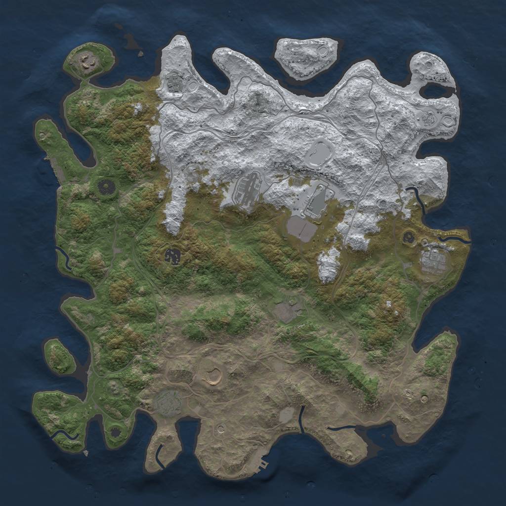 Rust Map: Procedural Map, Size: 4500, Seed: 696618014, 18 Monuments