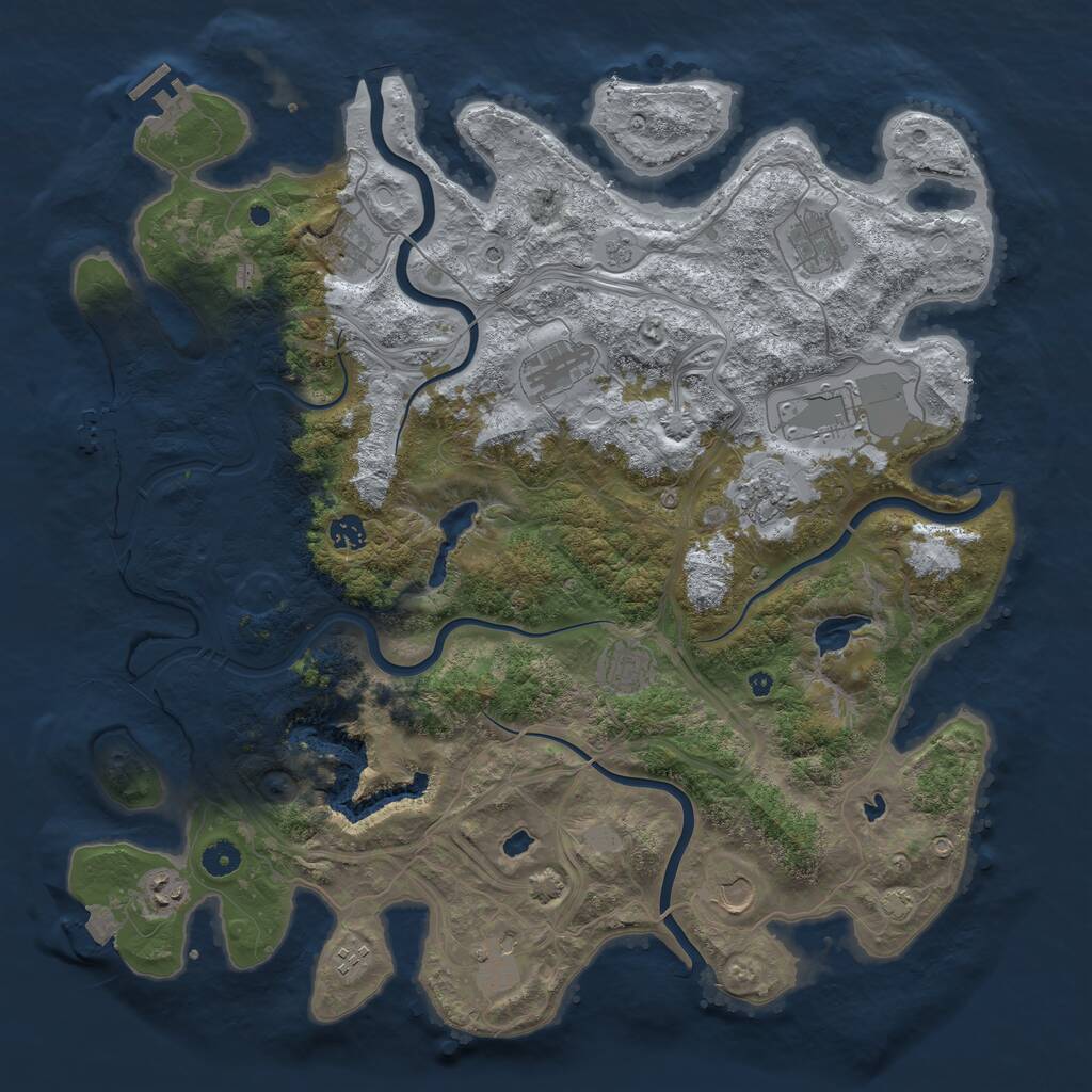 Rust Map: Procedural Map, Size: 4500, Seed: 696618014, 17 Monuments