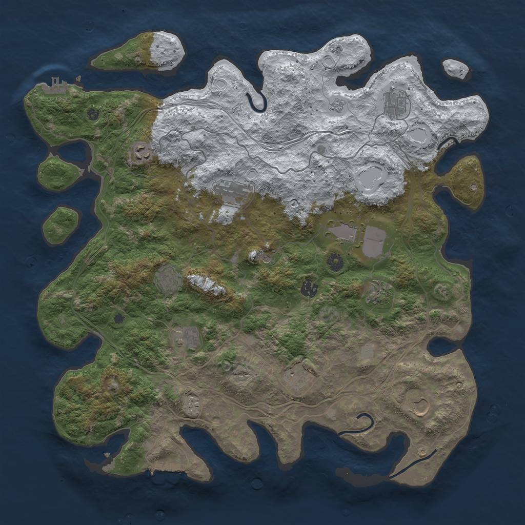 Rust Map: Procedural Map, Size: 4500, Seed: 1285804689, 20 Monuments