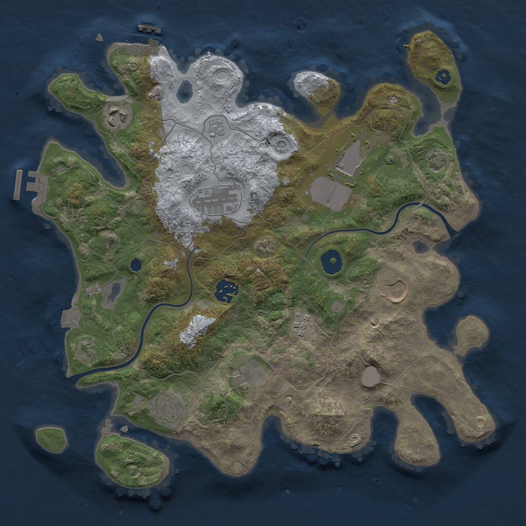 Rust Map: Procedural Map, Size: 3500, Seed: 2115351066, 14 Monuments