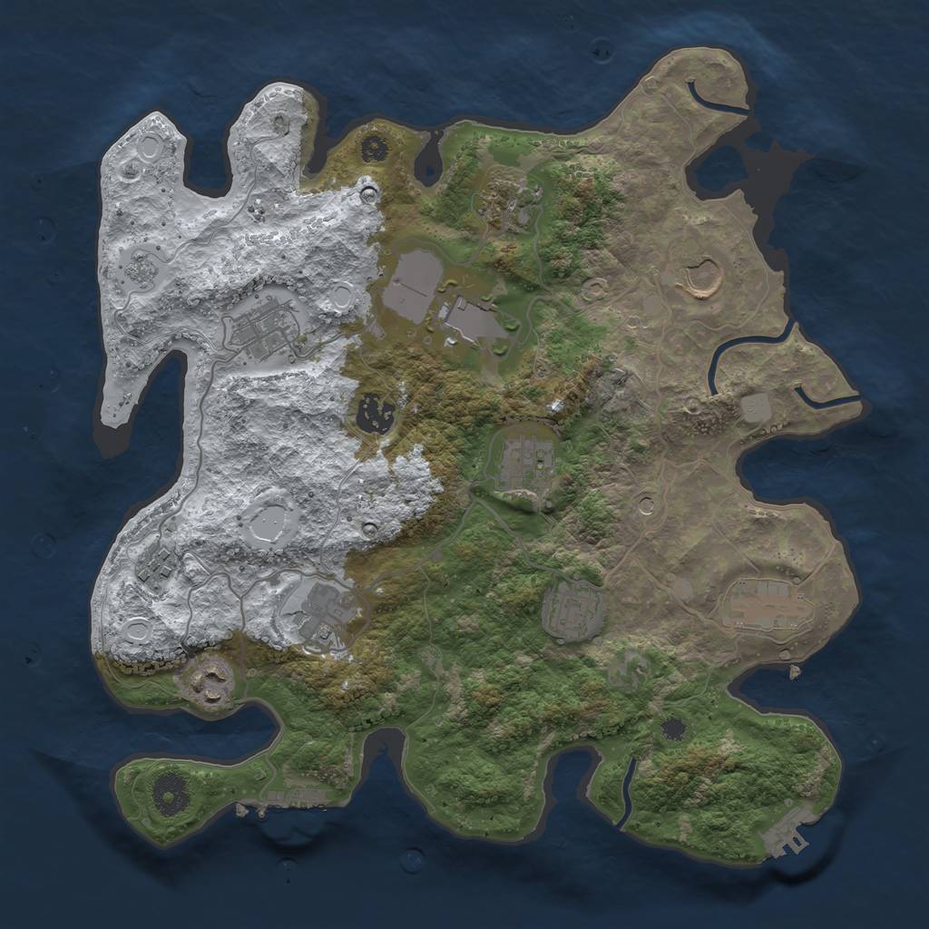 Rust Map: Procedural Map, Size: 3500, Seed: 2002310553, 20 Monuments