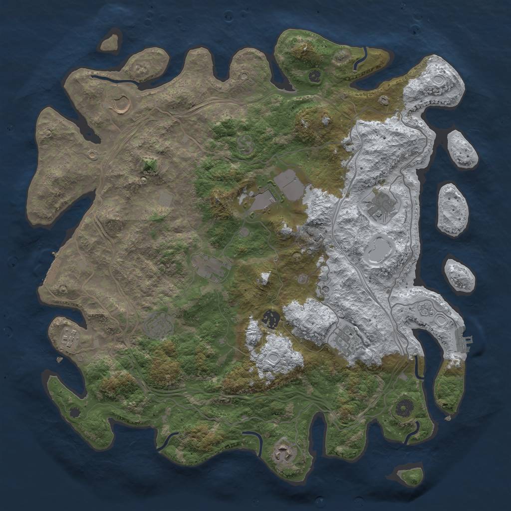 Rust Map: Procedural Map, Size: 4250, Seed: 7282992, 18 Monuments