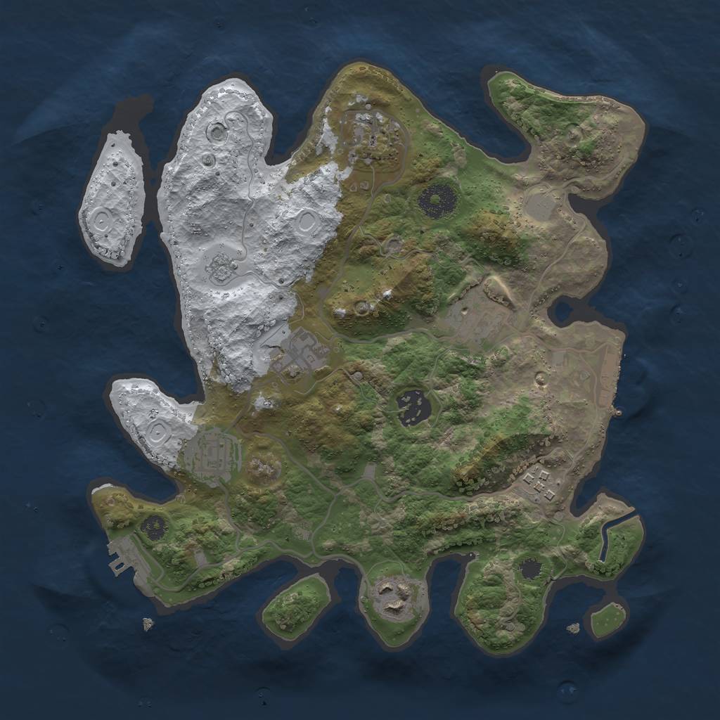 Rust Map: Procedural Map, Size: 3000, Seed: 1141769091, 15 Monuments