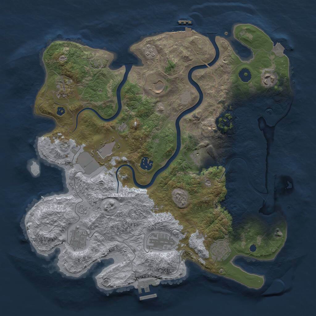 Rust Map: Procedural Map, Size: 3700, Seed: 790949953, 16 Monuments