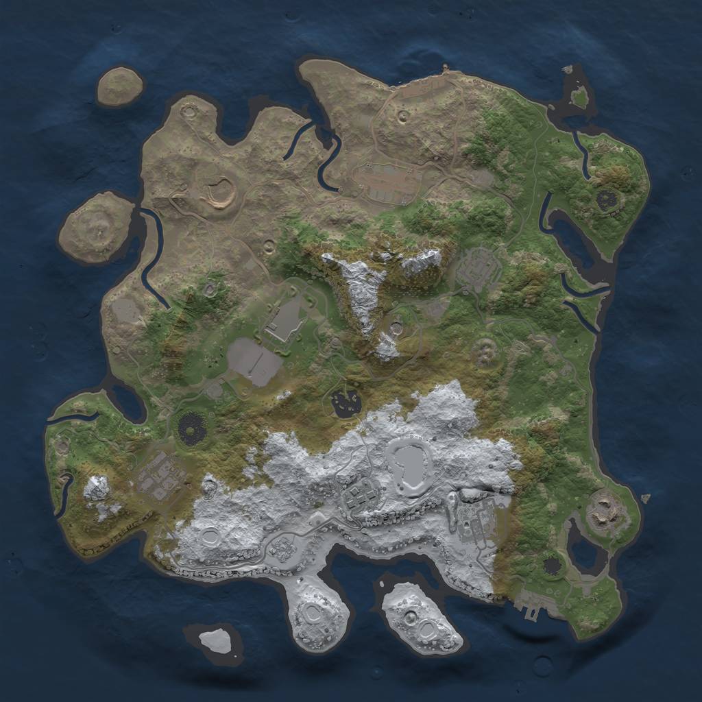 Rust Map: Procedural Map, Size: 3500, Seed: 650374709, 18 Monuments