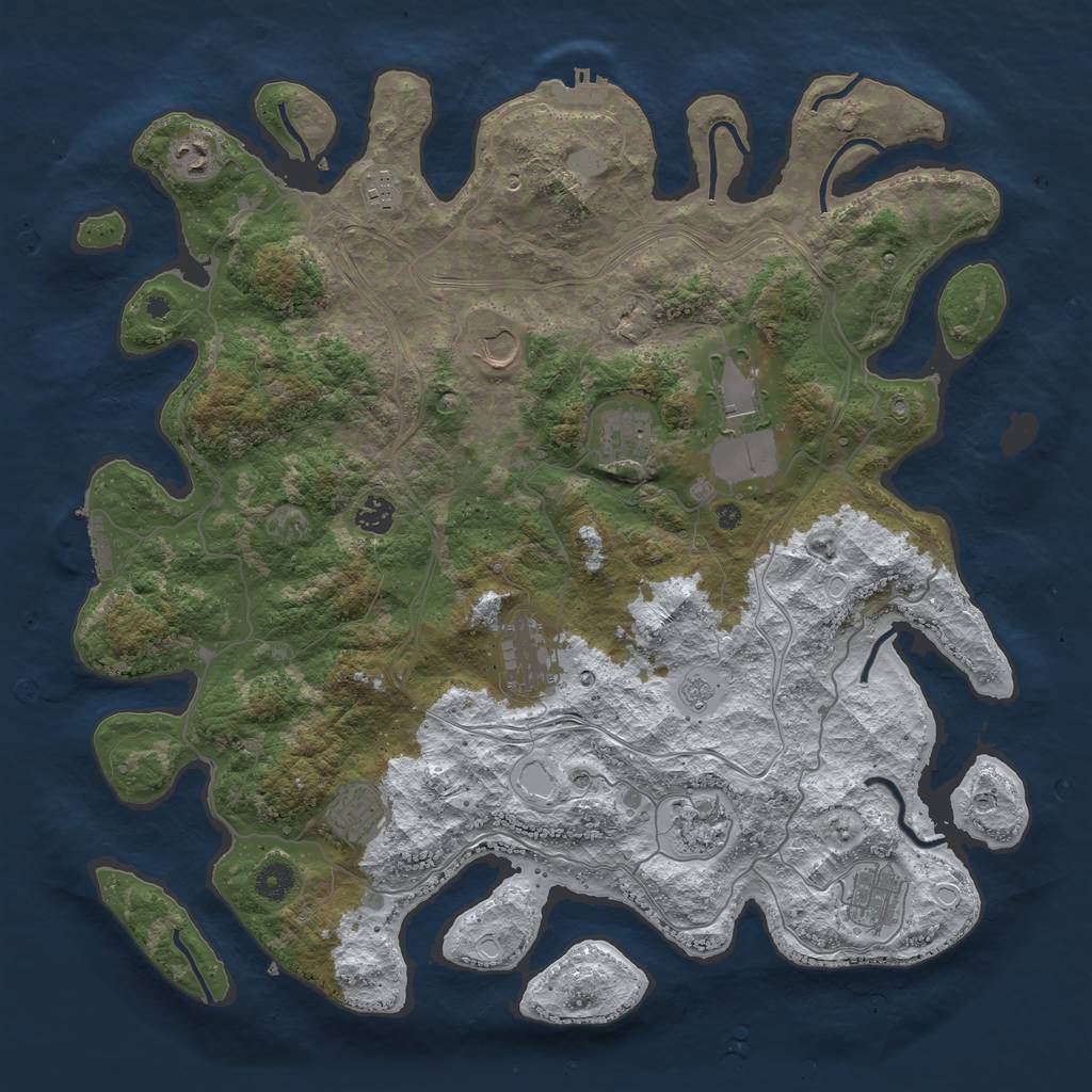 Rust Map: Procedural Map, Size: 4300, Seed: 247288884, 19 Monuments