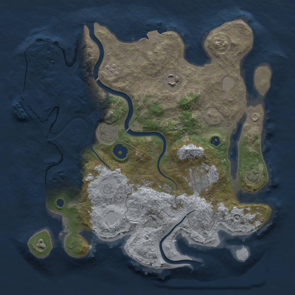 Rust Map: Procedural Map, Size: 3100, Seed: 77377, 9 Monuments