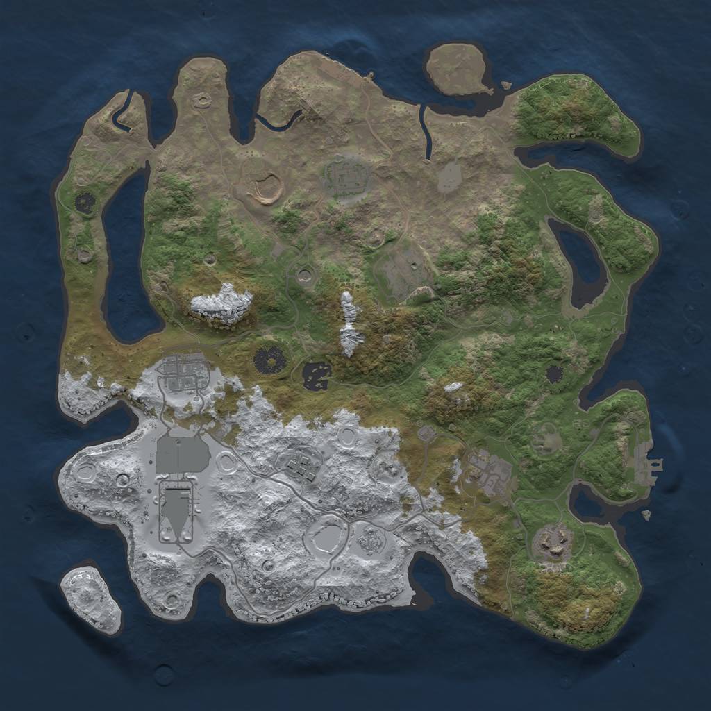 Rust Map: Procedural Map, Size: 3500, Seed: 102580, 18 Monuments