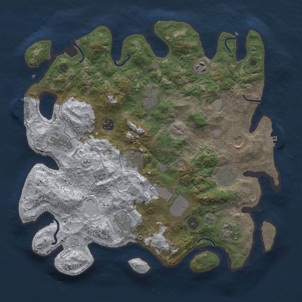 Rust Map: Procedural Map, Size: 3850, Seed: 207830166, 20 Monuments