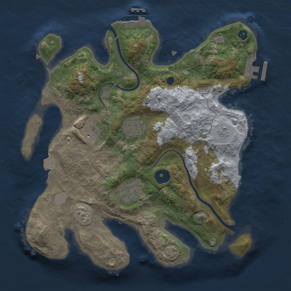Rust Map: Procedural Map, Size: 3000, Seed: 1550637354, 9 Monuments