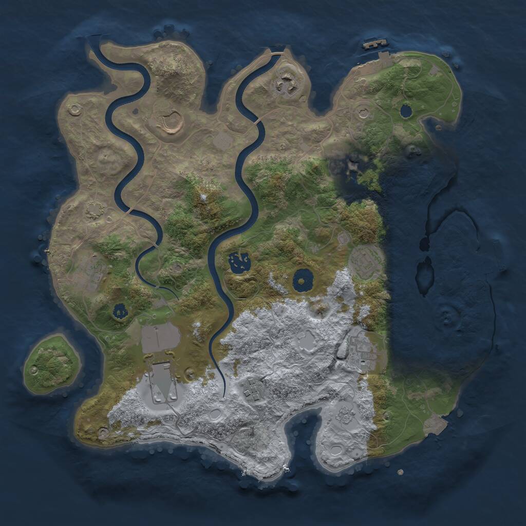 Rust Map: Procedural Map, Size: 3500, Seed: 15345380, 15 Monuments