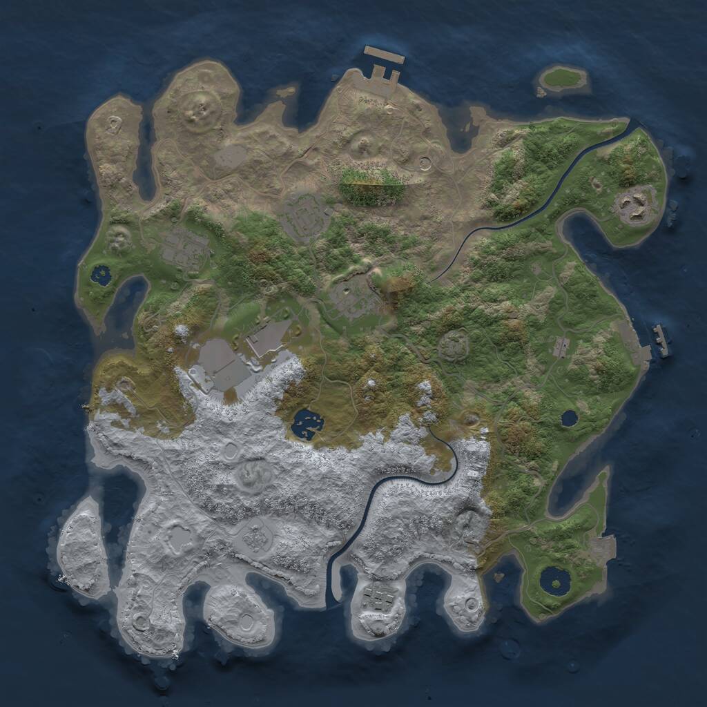 Rust Map: Procedural Map, Size: 3500, Seed: 71943, 13 Monuments
