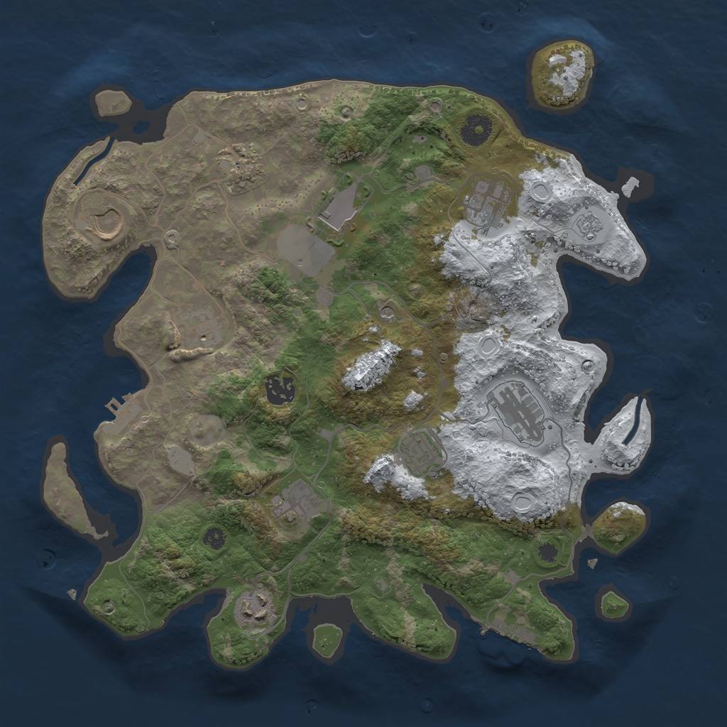 Rust Map: Procedural Map, Size: 3500, Seed: 1123747698, 19 Monuments