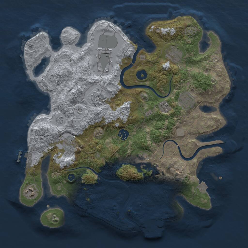 Rust Map: Procedural Map, Size: 3500, Seed: 1845356349, 15 Monuments