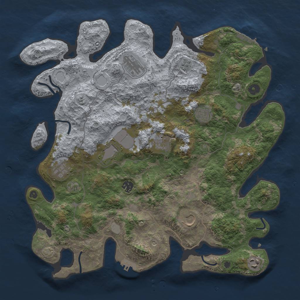 Rust Map: Procedural Map, Size: 4000, Seed: 2132249245, 17 Monuments