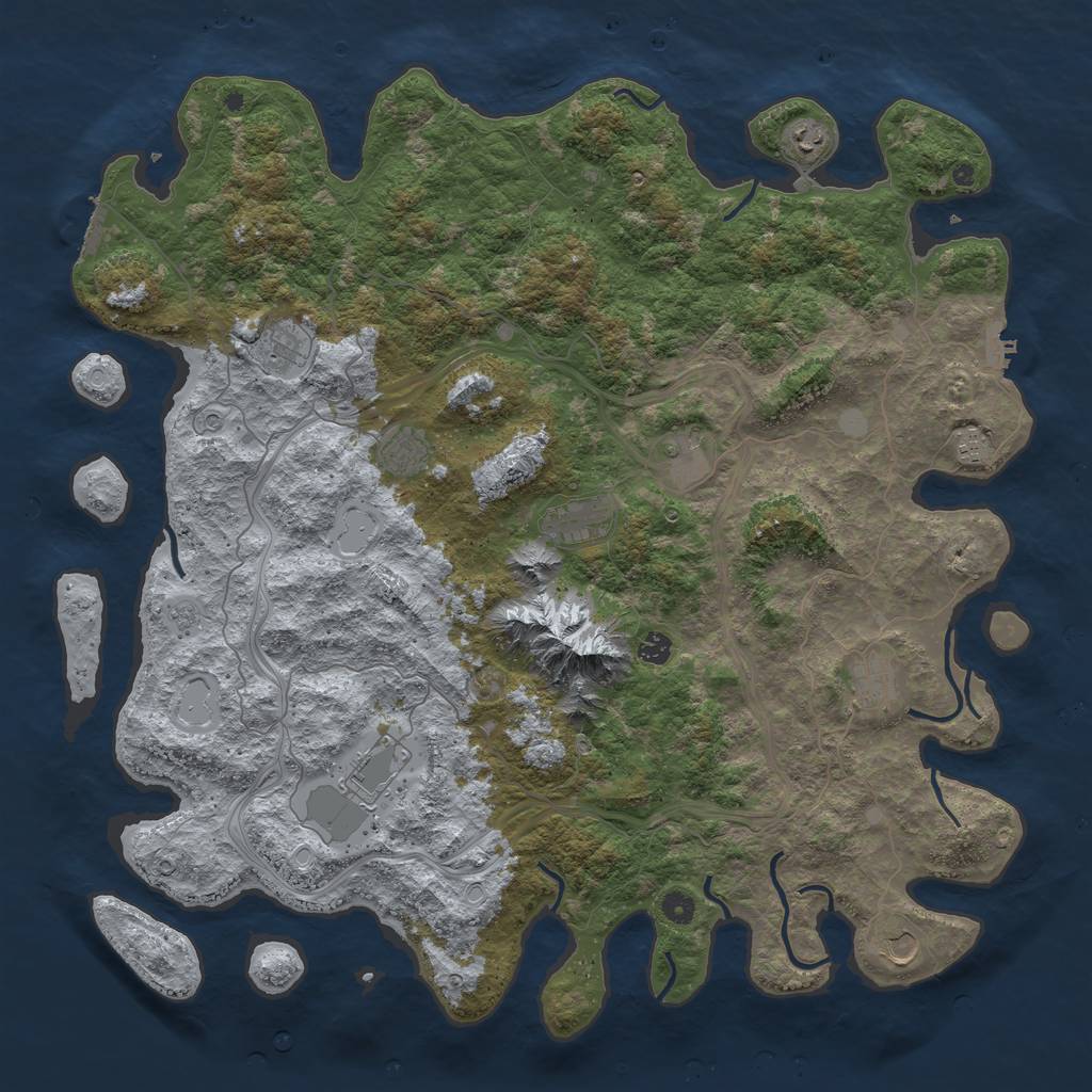 Rust Map: Procedural Map, Size: 5000, Seed: 1723549281, 17 Monuments