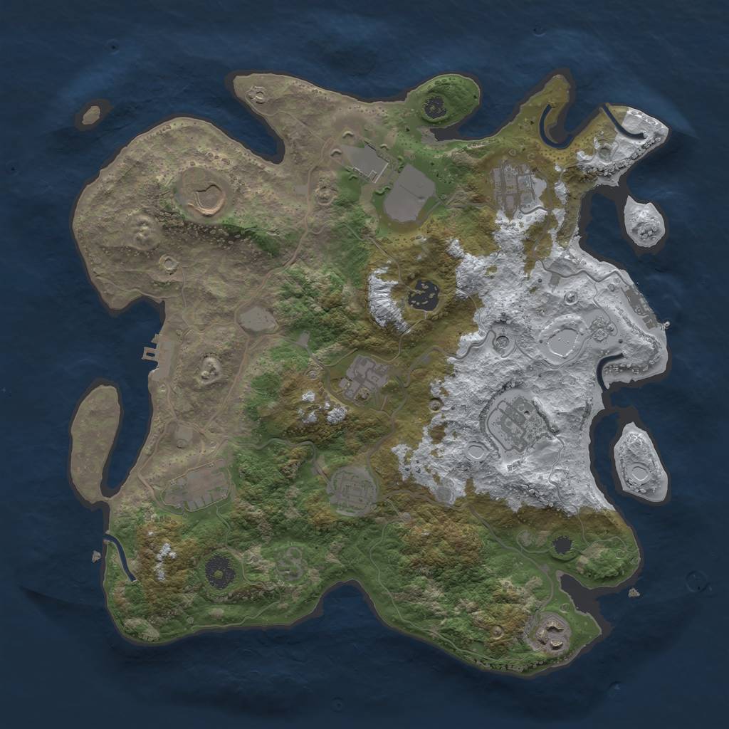 Rust Map: Procedural Map, Size: 3500, Seed: 904916766, 18 Monuments