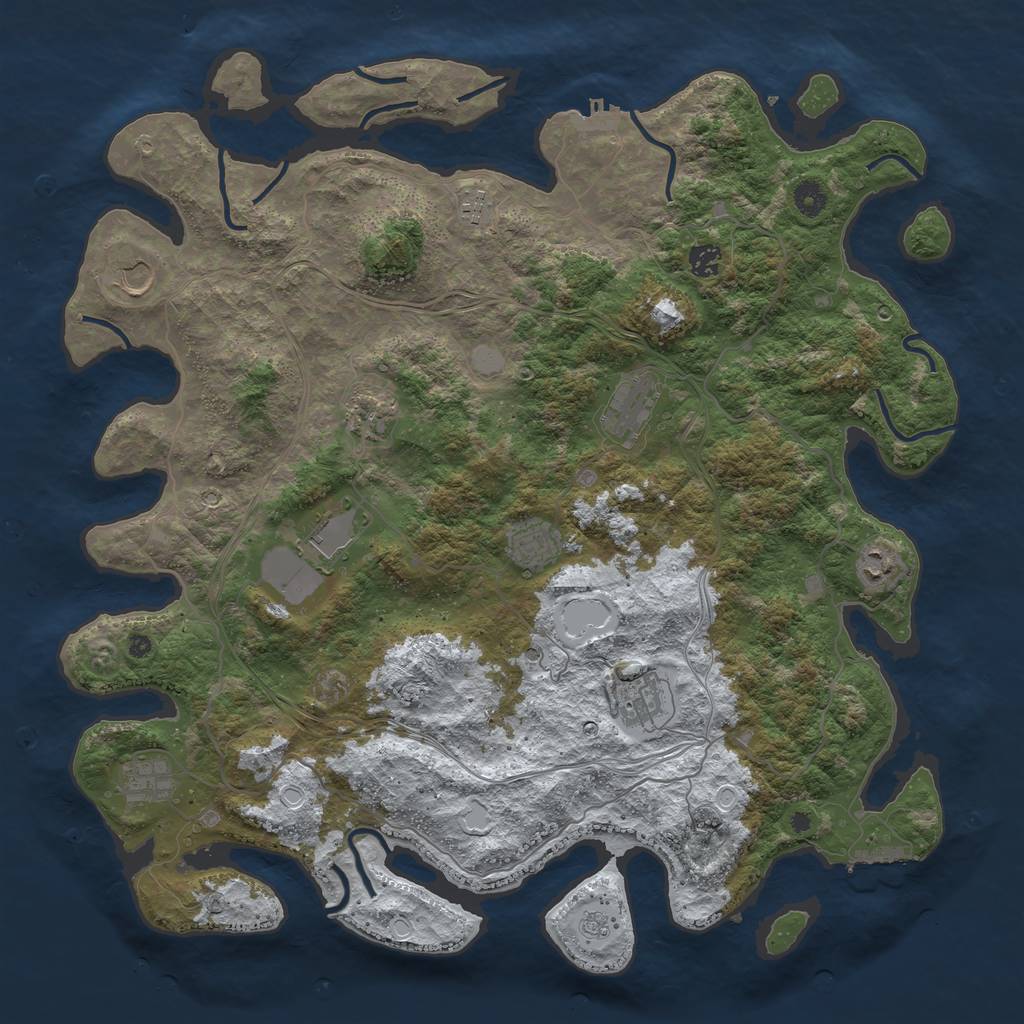 Rust Map: Procedural Map, Size: 4500, Seed: 1972, 19 Monuments