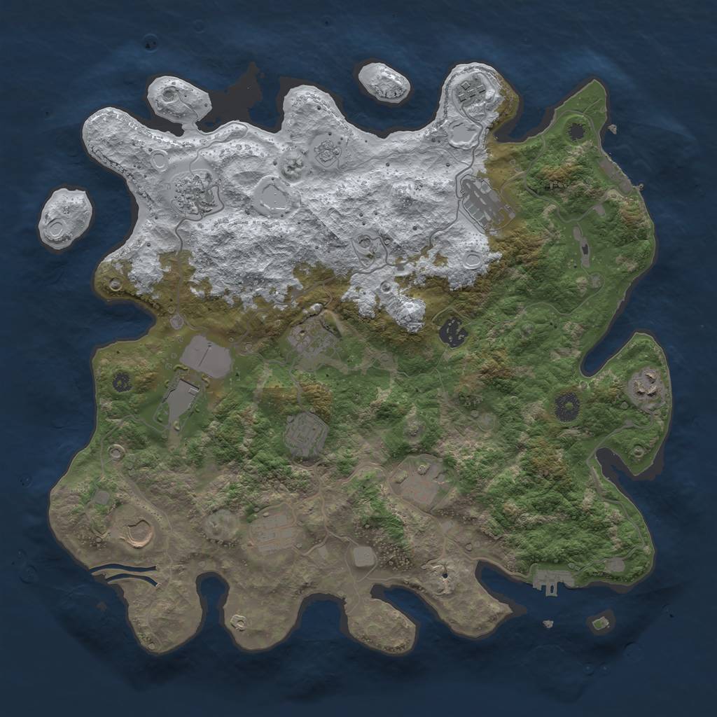 Rust Map: Procedural Map, Size: 3850, Seed: 36781387, 20 Monuments