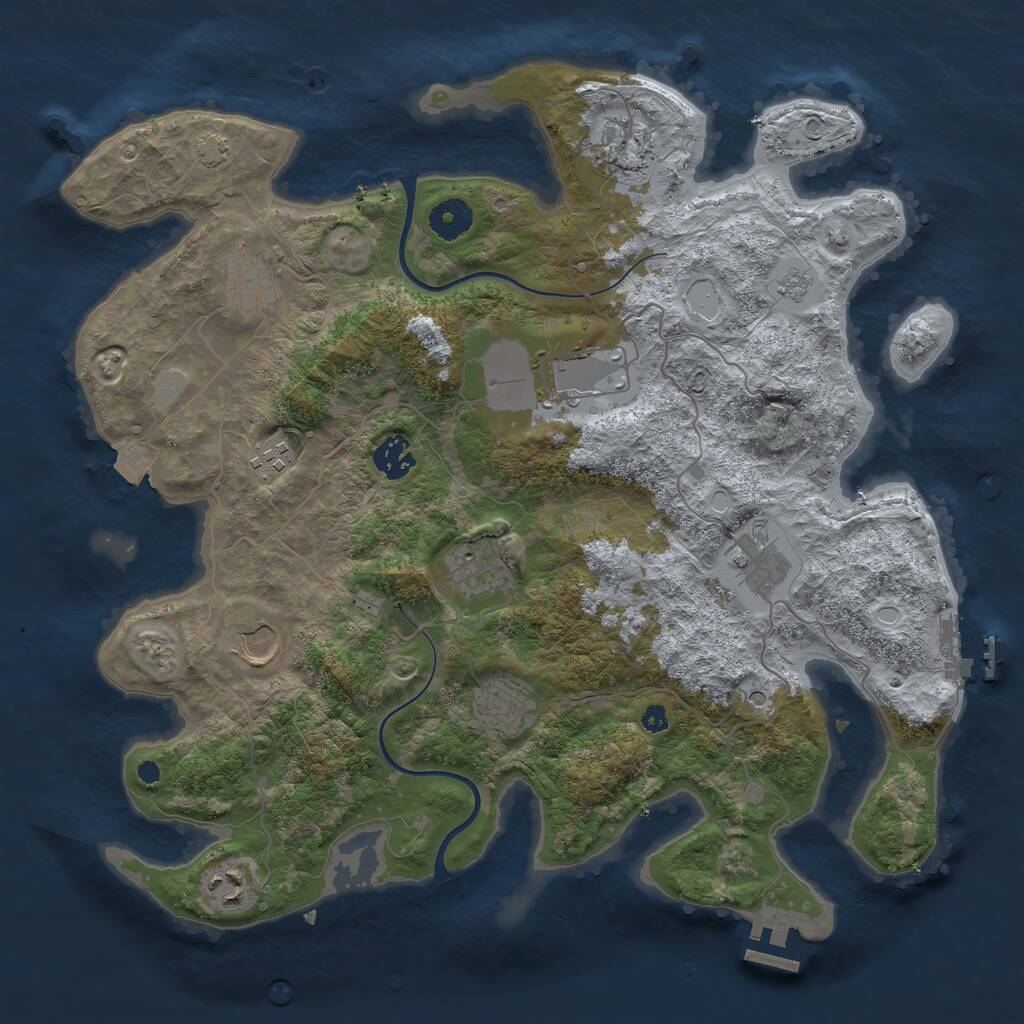 Rust Map: Procedural Map, Size: 3750, Seed: 652005139, 16 Monuments