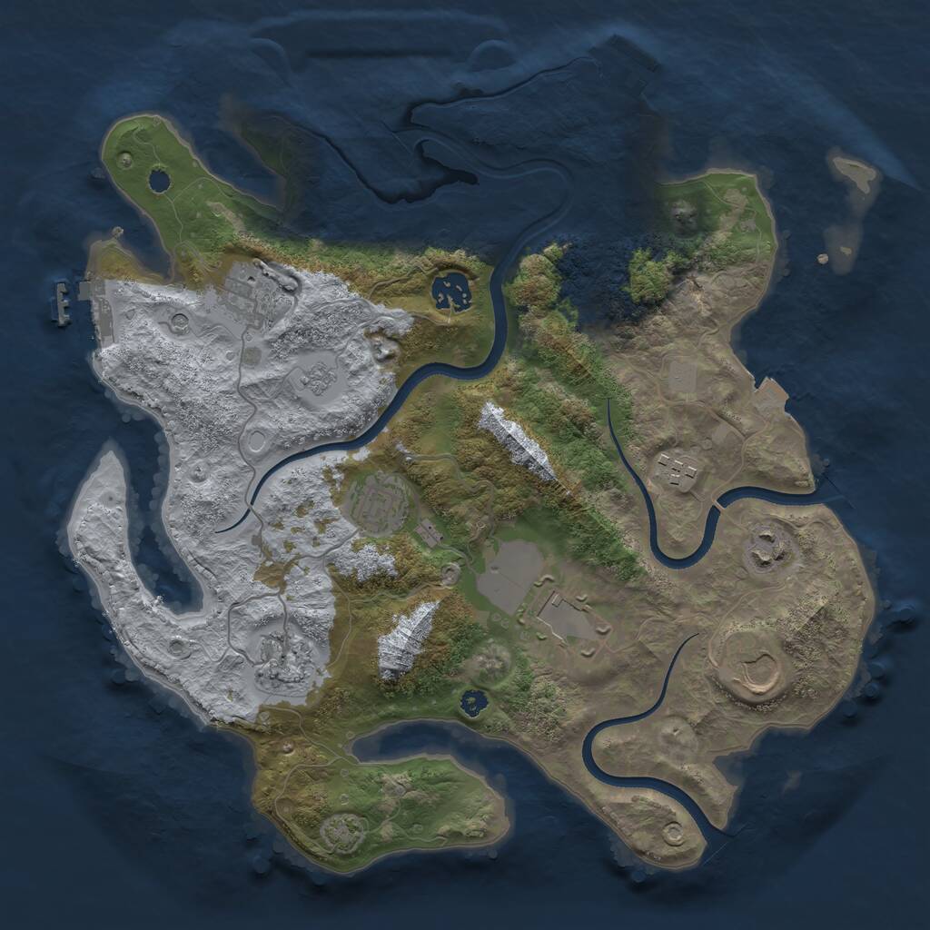 Rust Map: Procedural Map, Size: 3500, Seed: 121516707, 14 Monuments