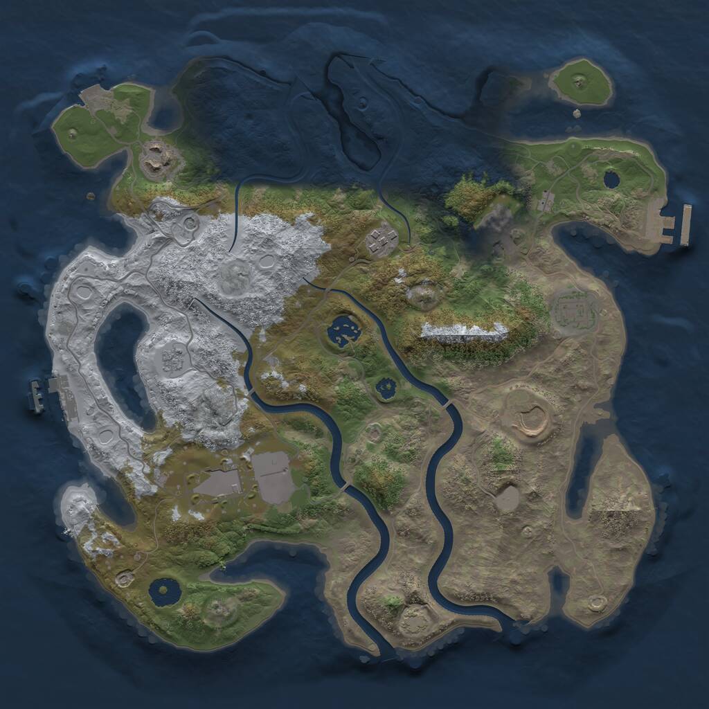 Rust Map: Procedural Map, Size: 3500, Seed: 132714950, 13 Monuments