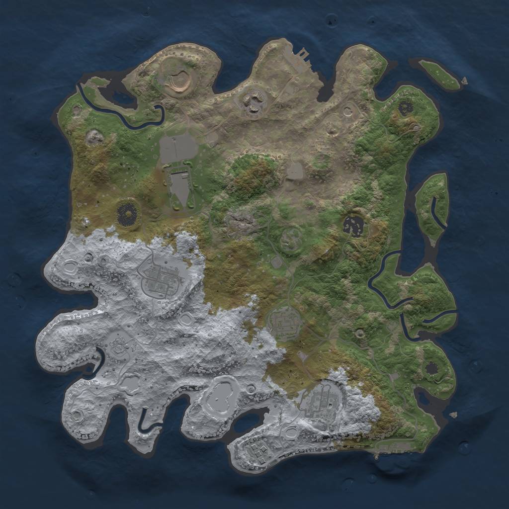 Rust Map: Procedural Map, Size: 3500, Seed: 1275989371, 17 Monuments
