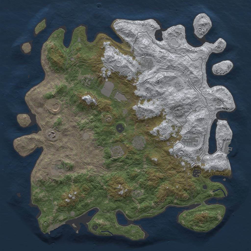 Rust Map: Procedural Map, Size: 4500, Seed: 1750496199, 20 Monuments