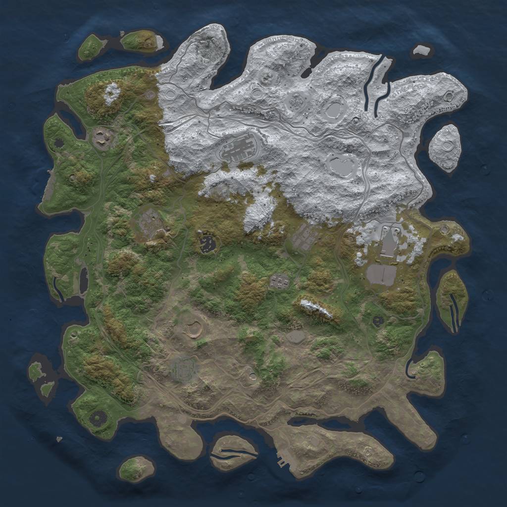 Rust Map: Procedural Map, Size: 4500, Seed: 826045635, 18 Monuments