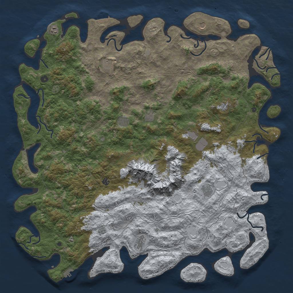 Rust Map: Procedural Map, Size: 6000, Seed: 499987, 20 Monuments