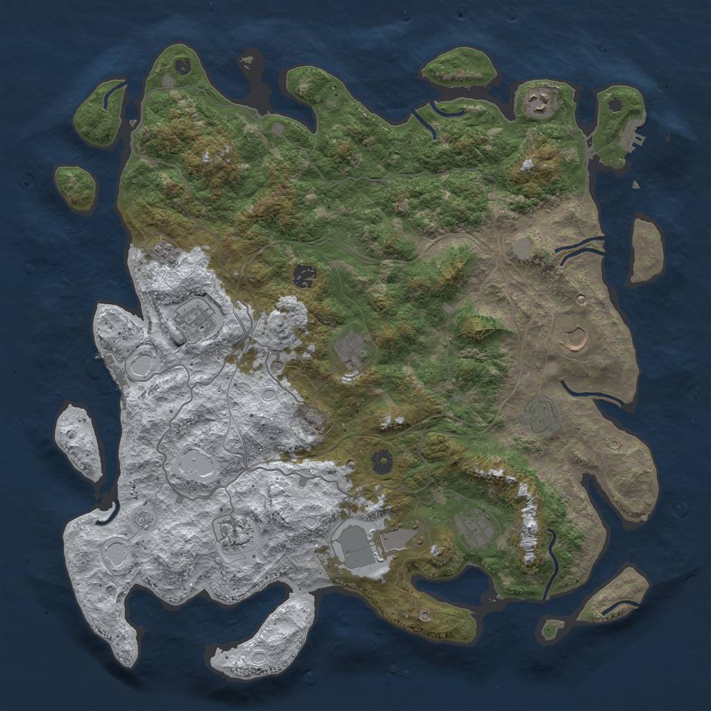 Rust Map: Procedural Map, Size: 4500, Seed: 1692372726, 19 Monuments