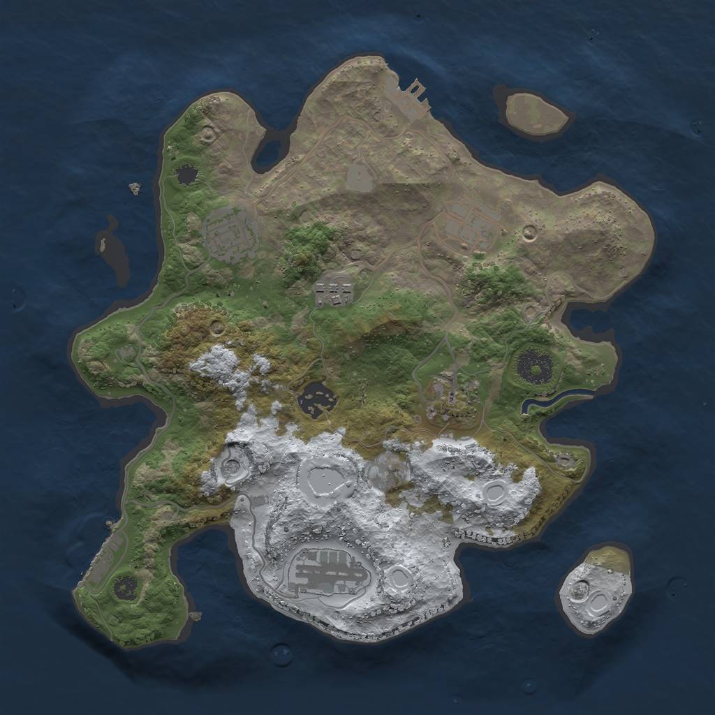 Rust Map: Procedural Map, Size: 3000, Seed: 37833, 14 Monuments