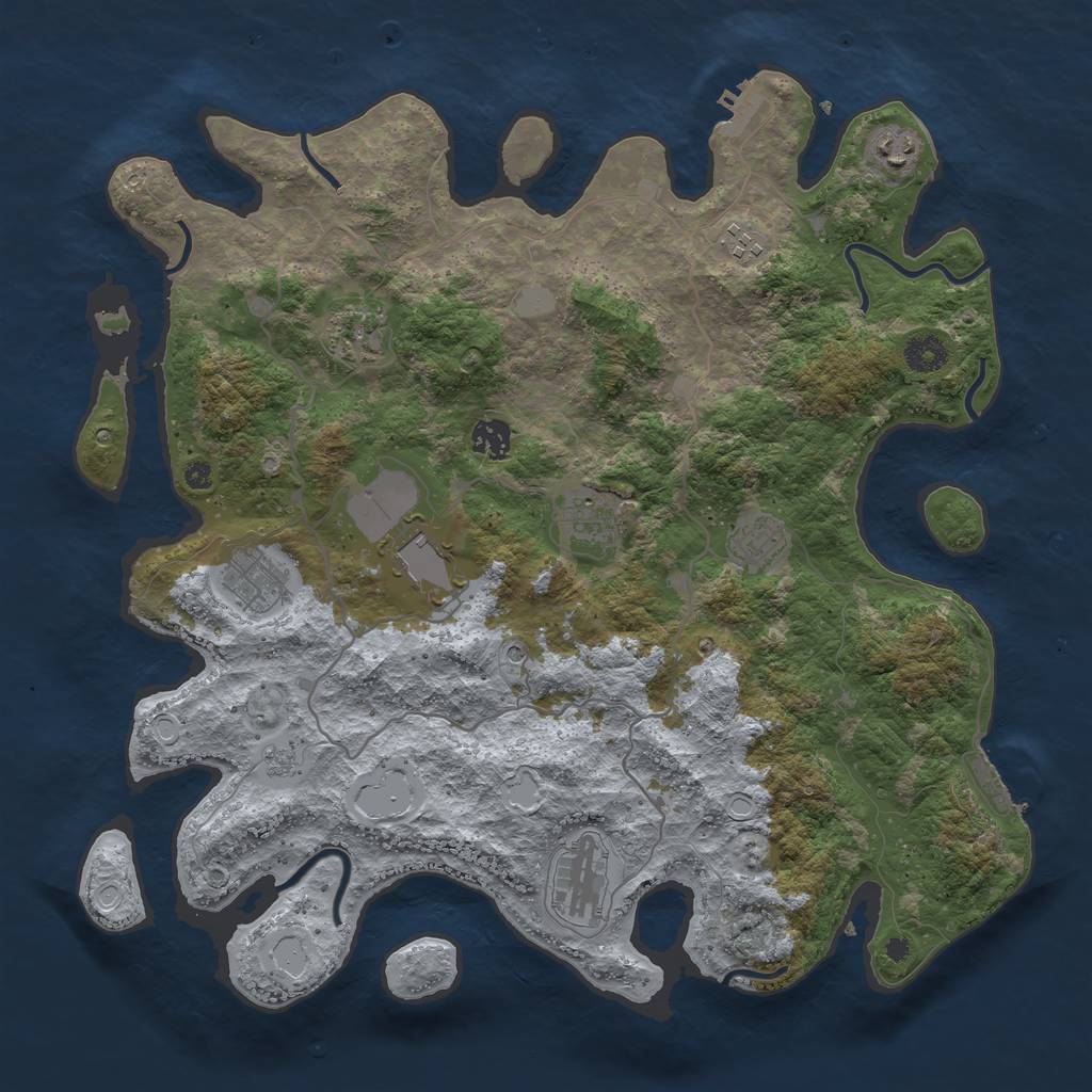 Rust Map: Procedural Map, Size: 4000, Seed: 12365005, 18 Monuments