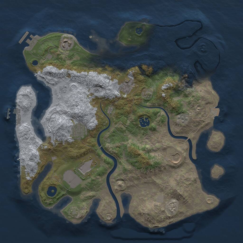 Rust Map: Procedural Map, Size: 3500, Seed: 771230679, 13 Monuments