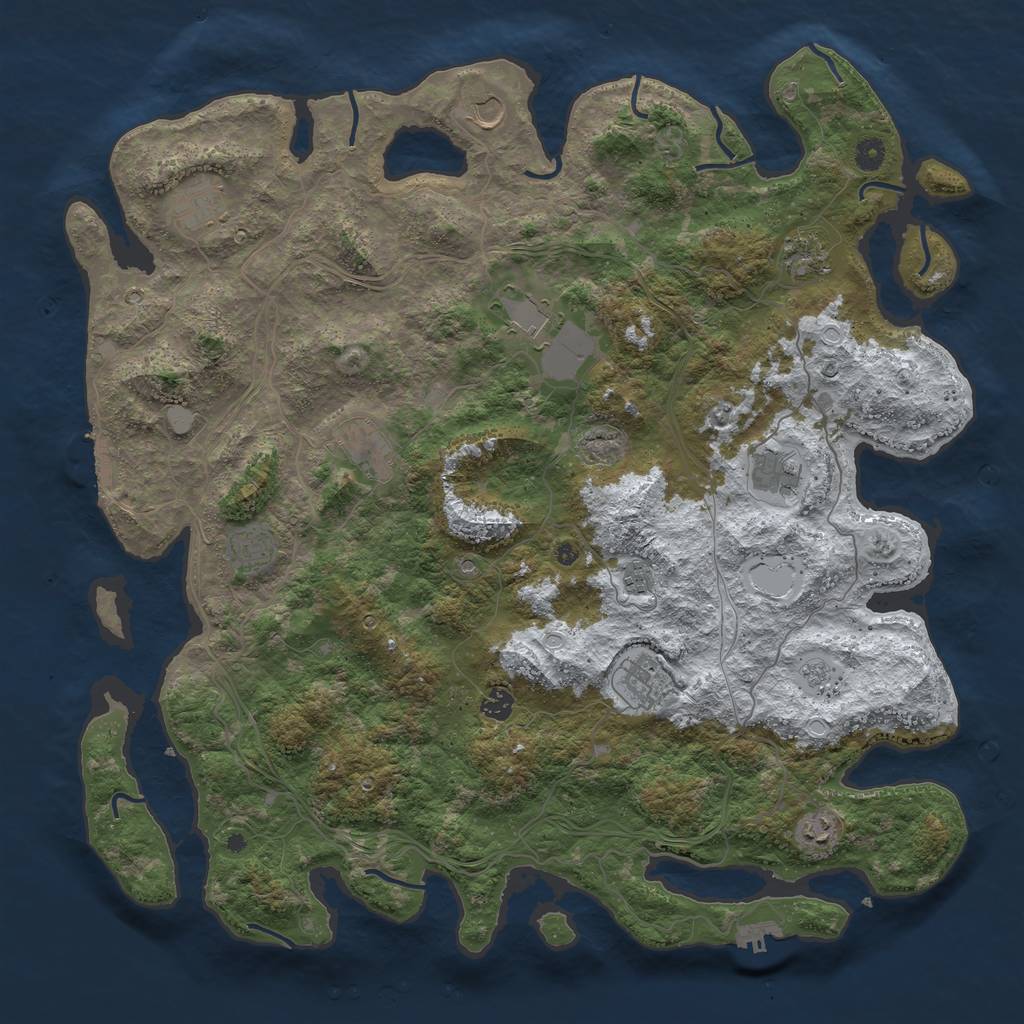 Rust Map: Procedural Map, Size: 4800, Seed: 491805542, 20 Monuments