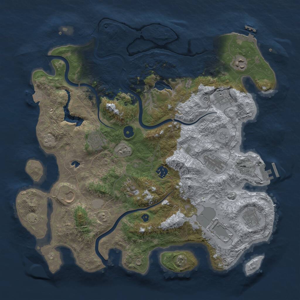 Rust Map: Procedural Map, Size: 4000, Seed: 5864, 16 Monuments
