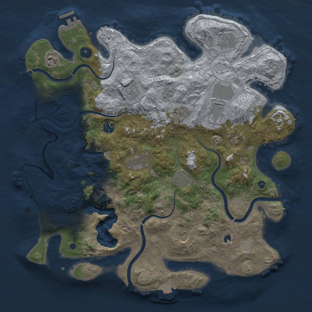 Rust Map: Procedural Map, Size: 4096, Seed: 1963, 17 Monuments