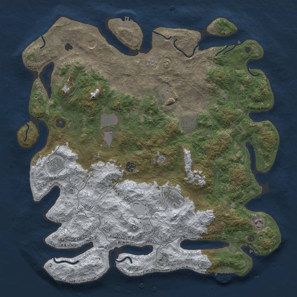 Rust Map: Procedural Map, Size: 4500, Seed: 1889763249, 18 Monuments