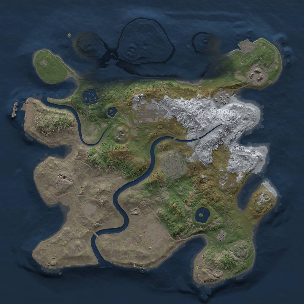 Rust Map: Procedural Map, Size: 3000, Seed: 703942156, 10 Monuments