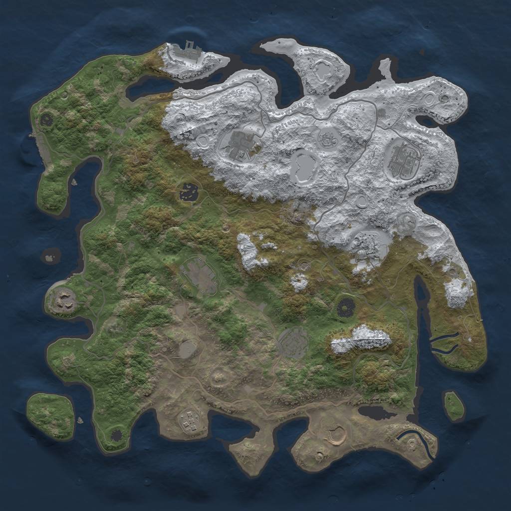 Rust Map: Procedural Map, Size: 4000, Seed: 318019, 18 Monuments