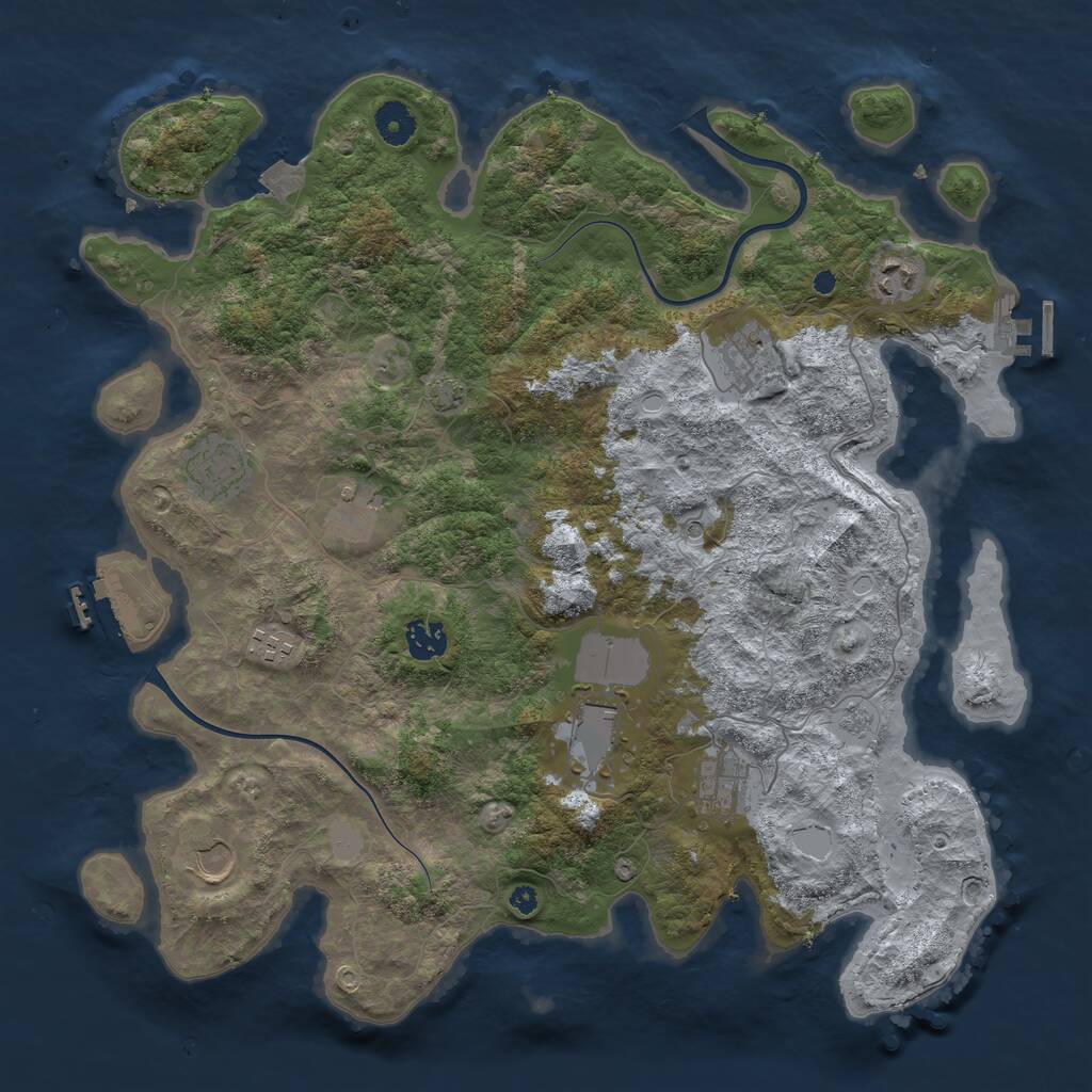 Rust Map: Procedural Map, Size: 3950, Seed: 500109810, 15 Monuments