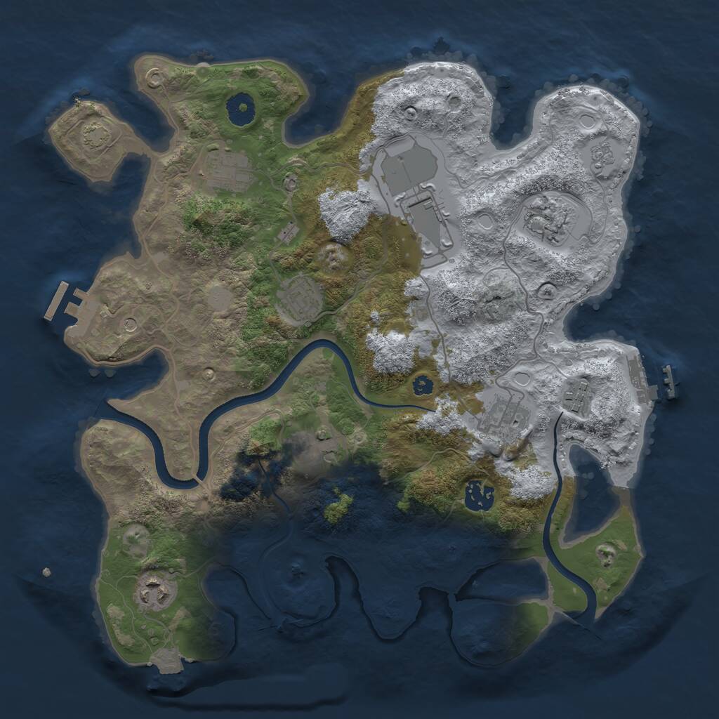 Rust Map: Procedural Map, Size: 3500, Seed: 101504543, 15 Monuments